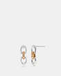 COACH®,LINKED SIGNATURE STUD EARRINGS,Metal,Silver/Gold,Front View