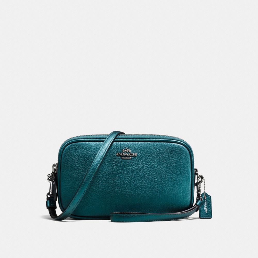 COACH®,SADIE CROSSBODY CLUTCH,Leather,DK/Metallic Mineral,Front View