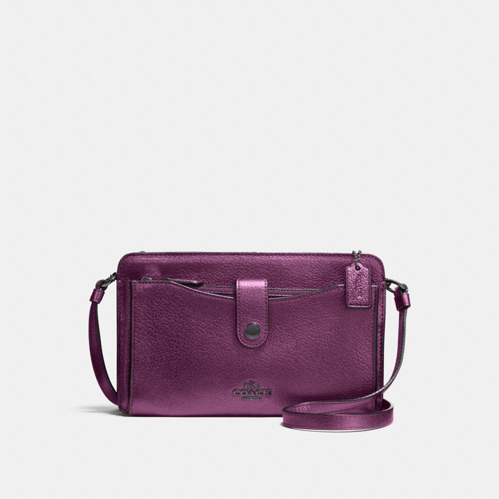 COACH®,POP-UP MESSENGER,Leather,Mini,Metallic Mauve/Matte Black,Front View