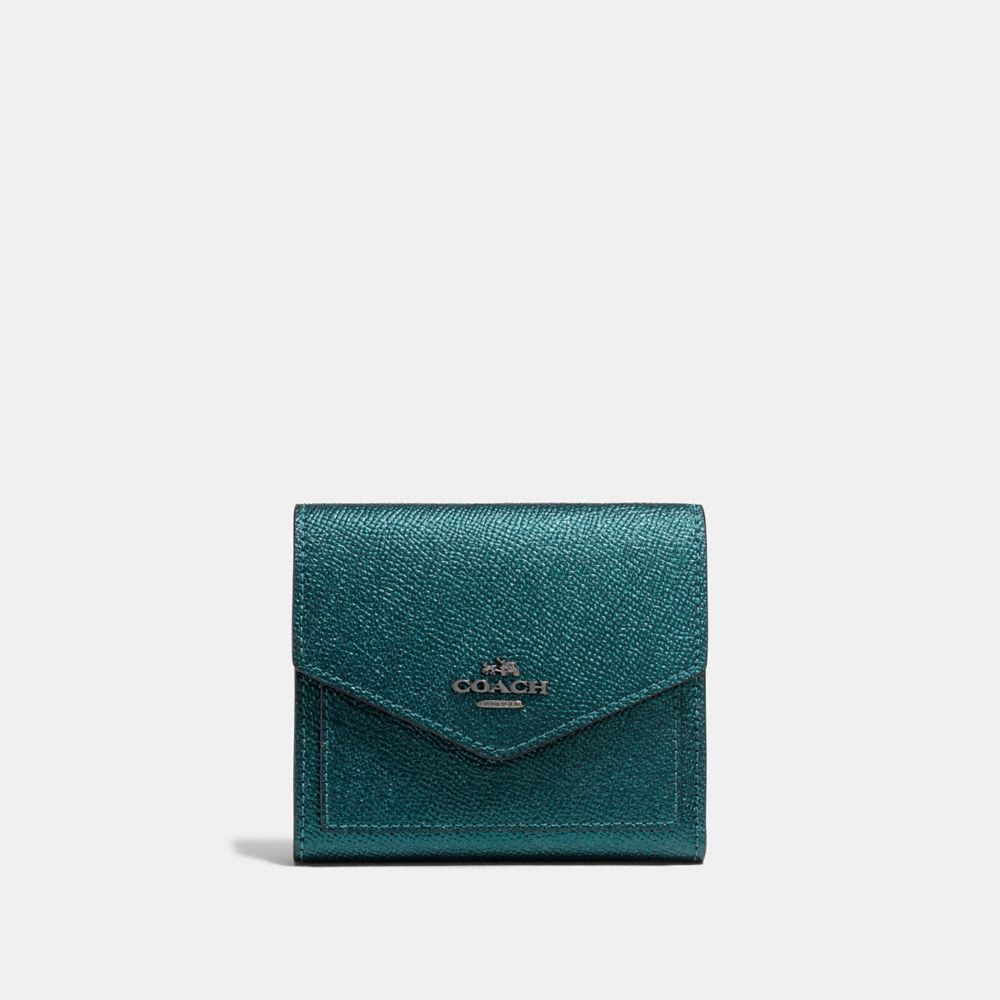 COACH®,SMALL WALLET,Leather,DK/Metallic Mineral,Front View