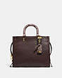 COACH®,ROGUE BAG IN COLORBLOCK WITH SNAKESKIN DETAIL,Pebble Leather/Exotic,Medium,Brass/Oxblood Multi,Front View