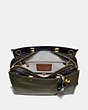 COACH®,ROGUE BAG IN COLORBLOCK WITH SNAKESKIN DETAIL,Pebble Leather/Exotic,Medium,Brass/OLIVE,Inside View,Top View