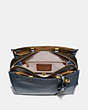 COACH®,ROGUE BAG IN COLORBLOCK WITH SNAKESKIN DETAIL,Pebble Leather/Exotic,Medium,Brass/Dark Denim,Inside View,Top View