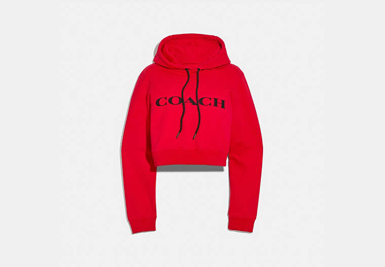 COACH®,COACH CROPPED SWEATSHIRT,cotton,Red.,Front View