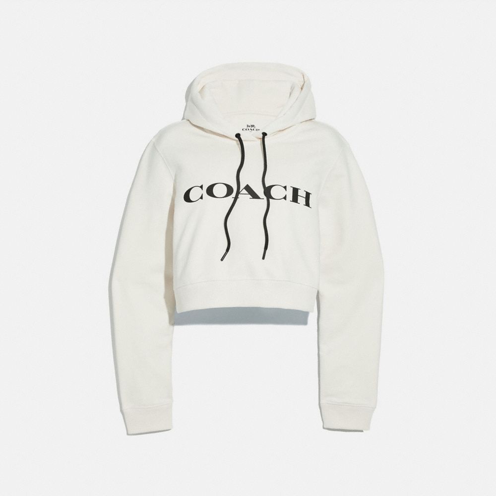 COACH®,COACH CROPPED SWEATSHIRT,cotton,White,Front View image number 0