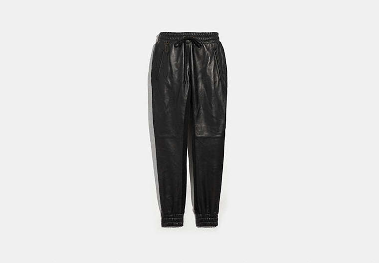 COACH®,LEATHER JOGGER,Leather,Black,Front View