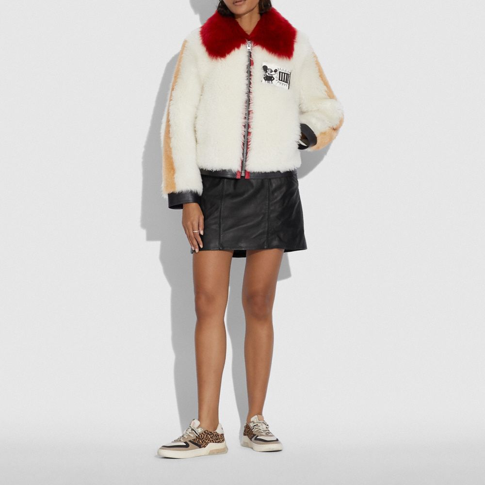 COACH®,Disney Mickey Mouse X Keith Haring Shearling Jacket,,Scale View