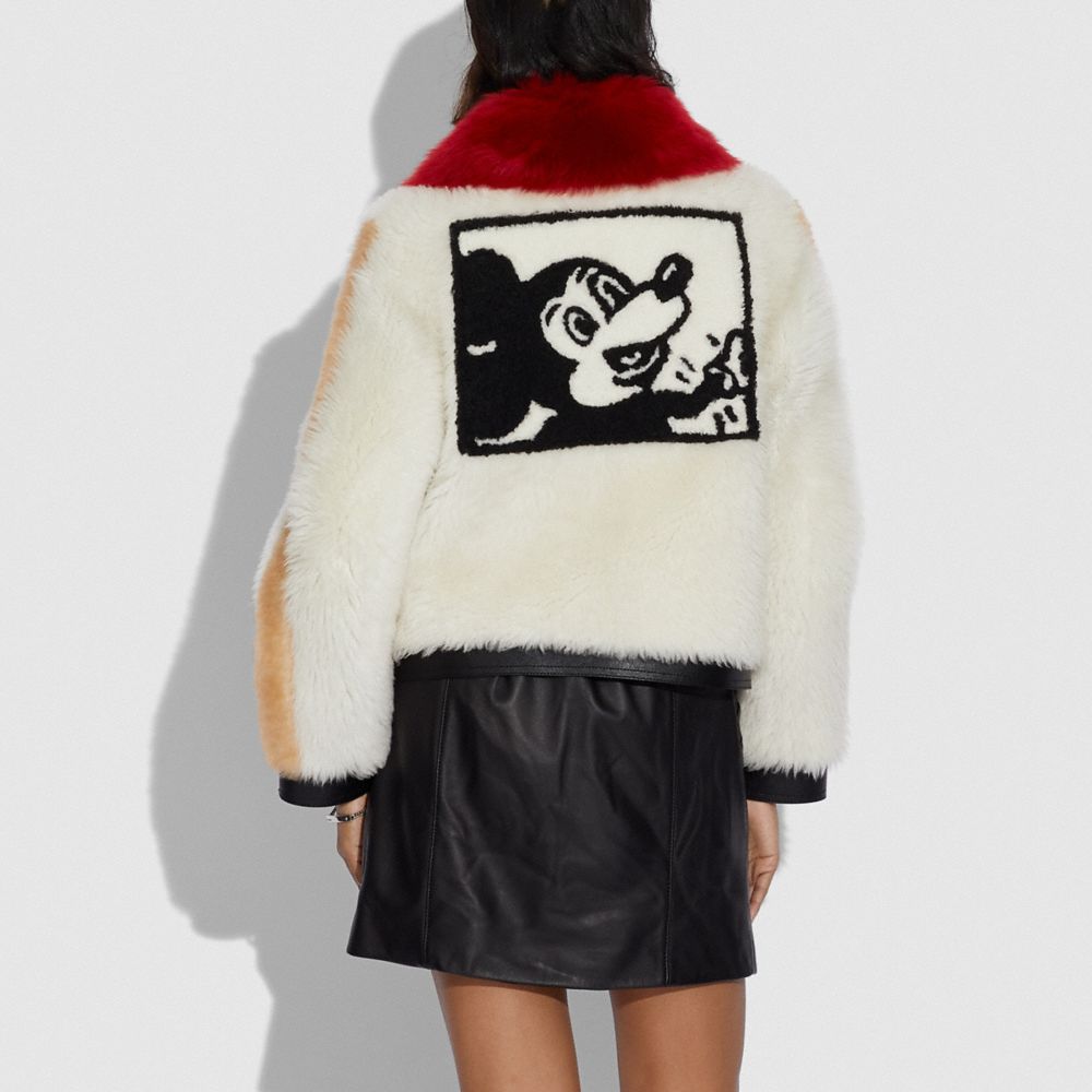 COACH®,Disney Mickey Mouse X Keith Haring Shearling Jacket,,Scale View