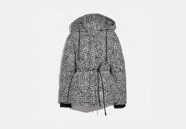 COACH®,DISNEY MICKEY MOUSE X KEITH HARING LEATHER PUFFER JACKET,Leather,Black/Whit,Front View