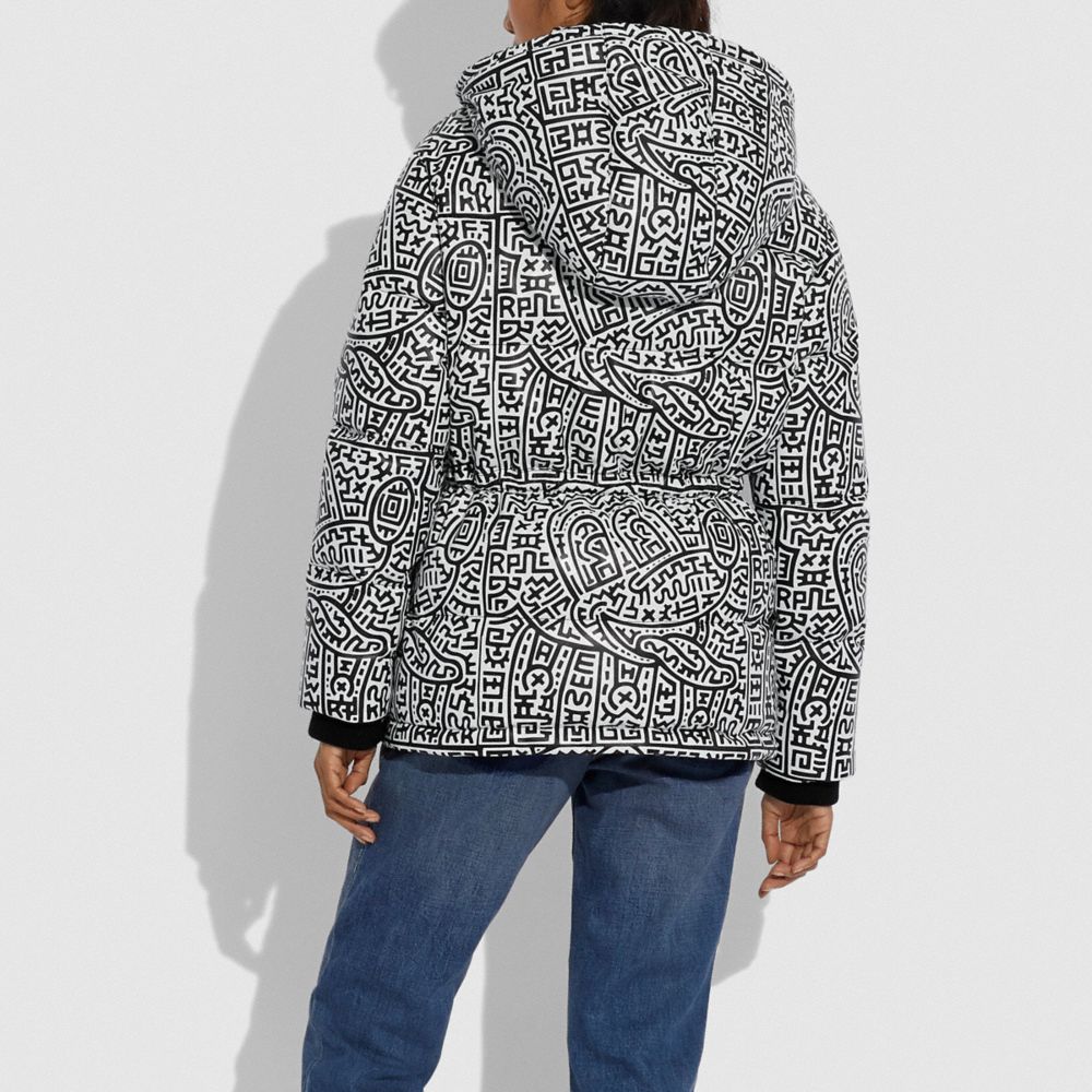 Disney Mickey Mouse X Keith Haring Leather Puffer Jacket