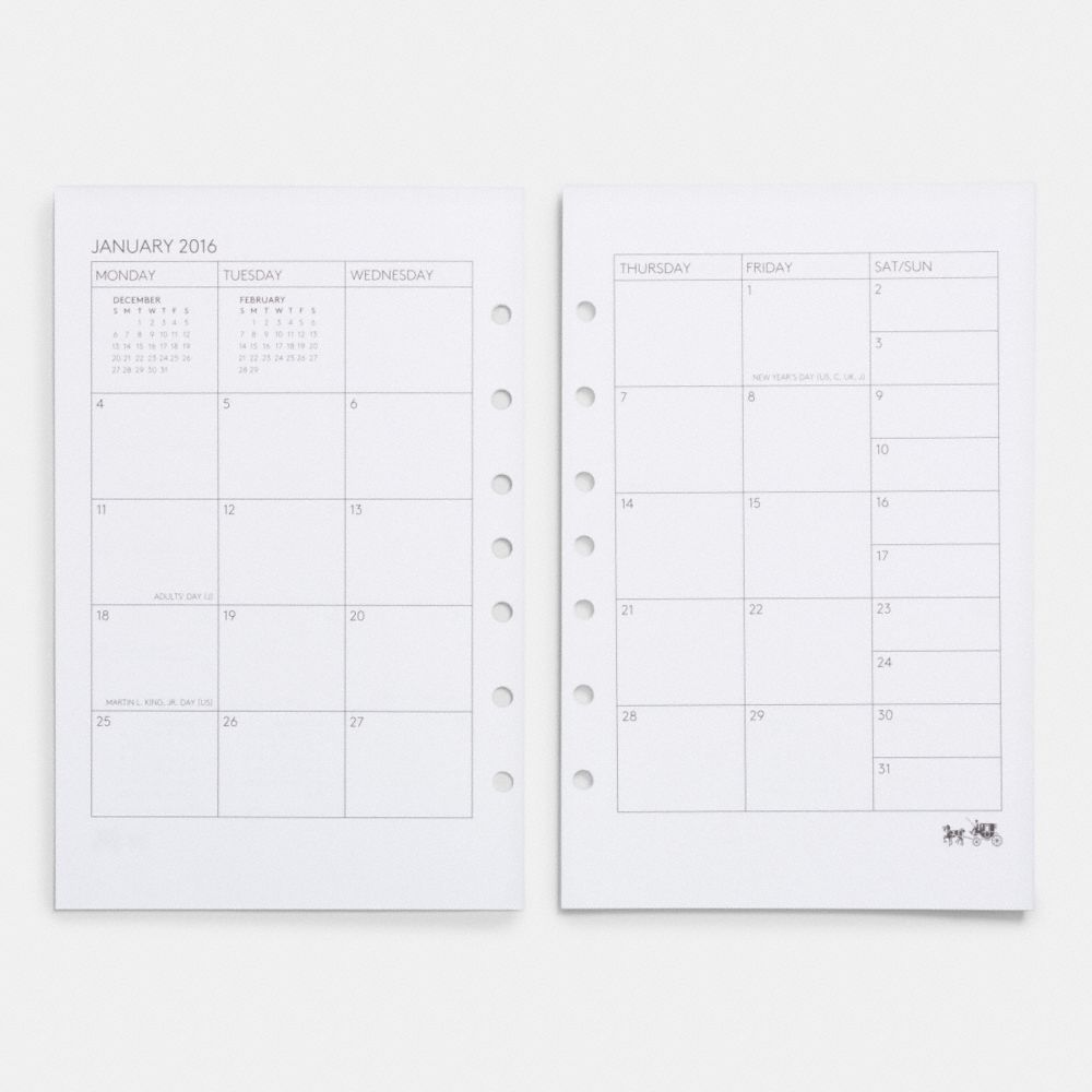 Grand mois 2 pages avec anneaux