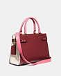 COACH®,HUTTON CARRYALL IN COLORBLOCK,Leather,Medium,Brass/Wine Multi,Angle View