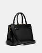 COACH®,HUTTON CARRYALL,Leather,Medium,Brass/Black,Angle View