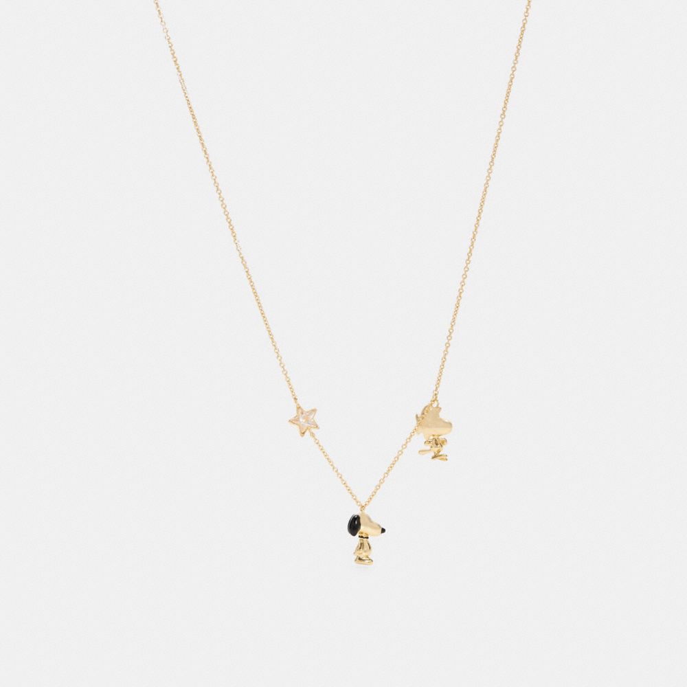 Coach X Peanuts Snoopy And Woodstock Long Necklace