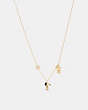 COACH®,COACH X PEANUTS SNOOPY AND WOODSTOCK LONG NECKLACE,Gold/Multi,Front View
