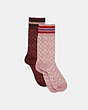 COACH®,SIGNATURE SOCKS,Pink Wine,Front View
