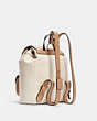COACH®,PENNIE BACKPACK IN COLORBLOCK,Leather,Large,Gold/Chalk Multi,Angle View