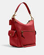 COACH®,PENNIE SHOULDER BAG,Pebbled Leather,Large,Gold/1941 Red,Angle View