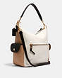 COACH®,PENNIE SHOULDER BAG IN COLORBLOCK,Leather,Gold/Chalk Multi,Angle View