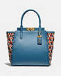 COACH®,TROUPE TOTE WITH WEAVING,Leather,Large,Brass/Lake Multi,Front View