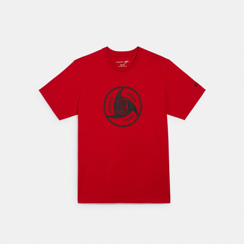 COACH®,COACH X MICHAEL B. JORDAN T-SHIRT,cotton,Red.,Front View