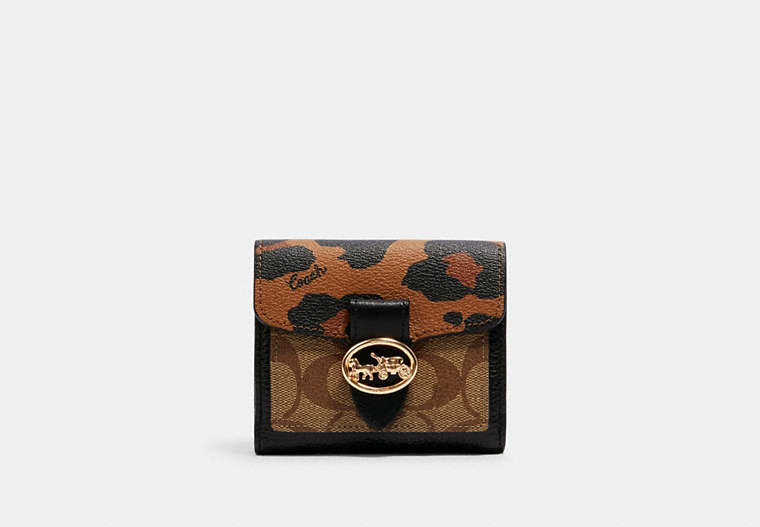 Georgie Small Wallet In Signature Canvas With Leopard Print