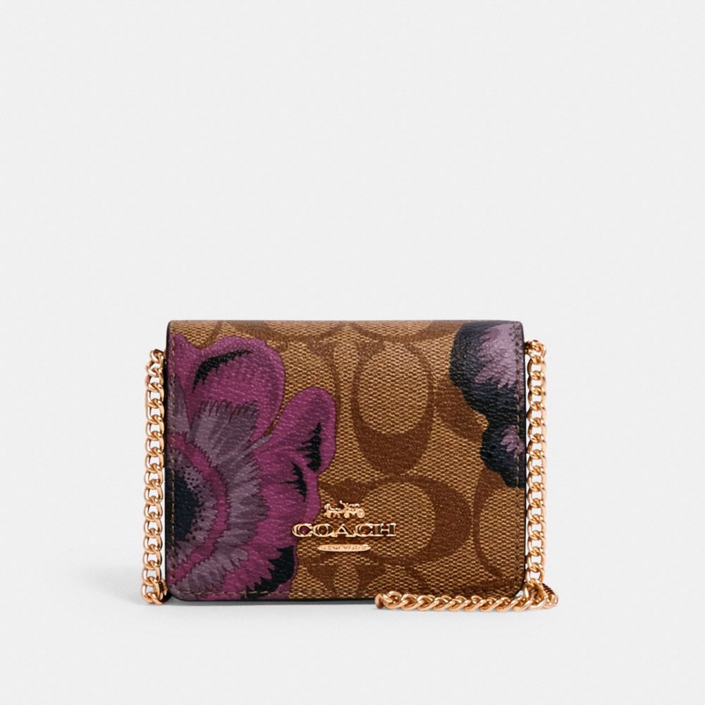 Coach Outlet Mini Wallet On A Chain in Purple