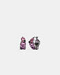 COACH®,CRYSTAL TEA ROSE HUGGIE EARRINGS,n/a,Silver/Purple,Front View