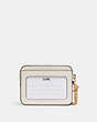 COACH®,ZIP CARD CASE,Pebbled Leather,Mini,Gold/Chalk,Back View