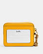 COACH®,ZIP CARD CASE,Mini,Gold/Flax,Back View