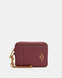COACH®,ZIP CARD CASE,Pebbled Leather,Mini,Gold/Vintage Mauve,Front View