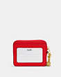 COACH®,ZIP CARD CASE,Pebbled Leather,Mini,Gold/Electric Red,Back View