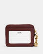 COACH®,ZIP CARD CASE,Pebbled Leather,Mini,Gold/Wine,Back View