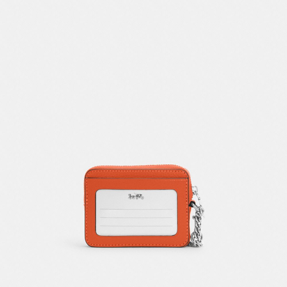 Coach Outlet Wavy Zip Card Case with Keyring - Orange