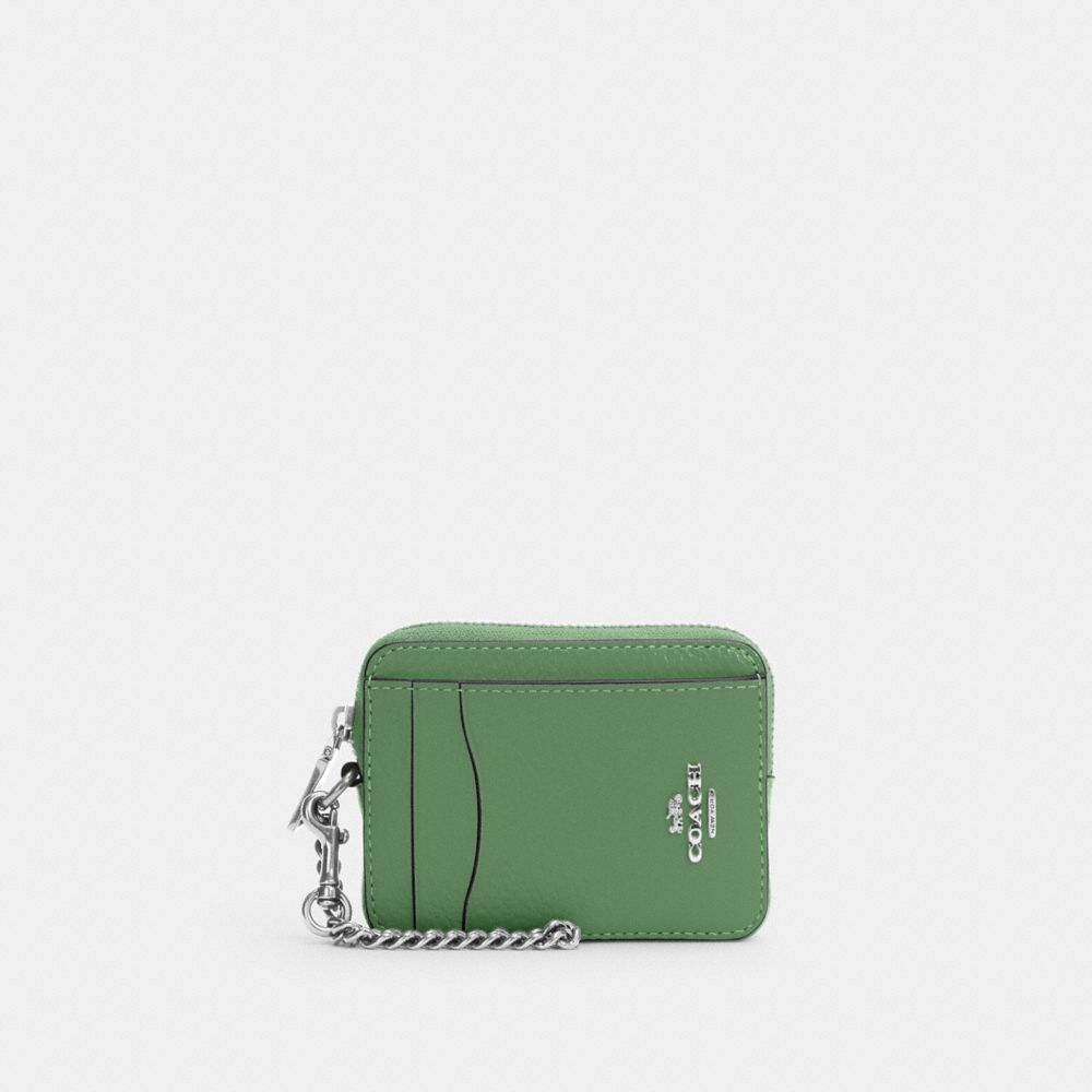 Colorblock Chain Coach Bifold Zip Card Case Credit Card Zip Card