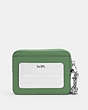 COACH®,ZIP CARD CASE,Mini,Silver/Soft Green,Back View
