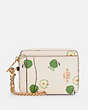 COACH®,ZIP CARD CASE WITH APPLE PRINT,Mini,Gold/Chalk Multi,Front View