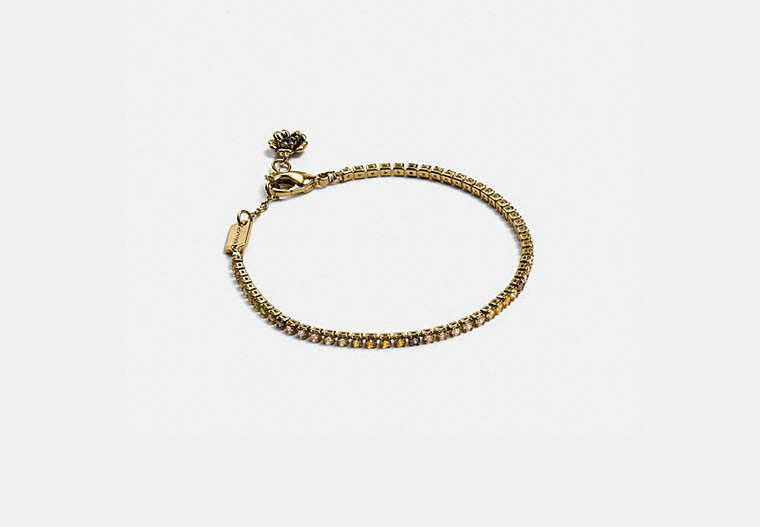 COACH®,CRYSTAL TEA ROSE ROUND TENNIS BRACELET,Plated Brass,Gold/Neutral,Front View