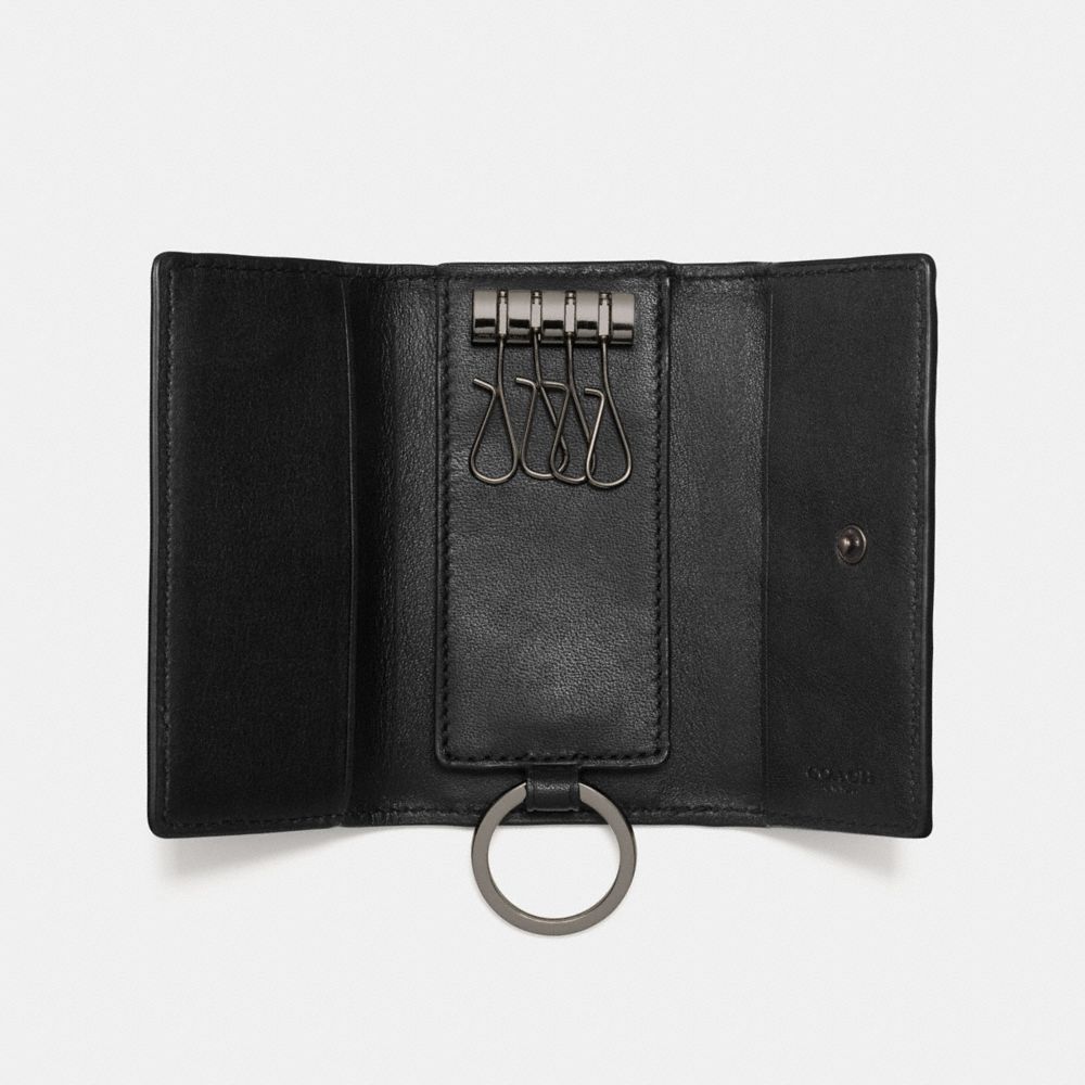COACH®,FOUR RING KEY CASE,Logo,Charcoal,Inside View,Top View