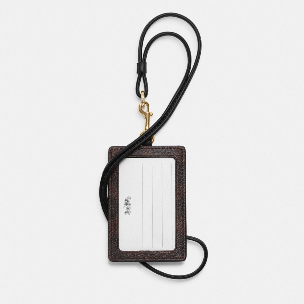 COACH®,Id Lanyard In Signature Canvas,Leather,Canvas,Card Case,PVC,Color Block,Logo,Gold Metal,Casual,Multi Color,Back View