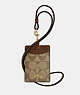 COACH®,ID LANYARD IN SIGNATURE CANVAS,pvc,Gold/Khaki Saddle 2,Front View