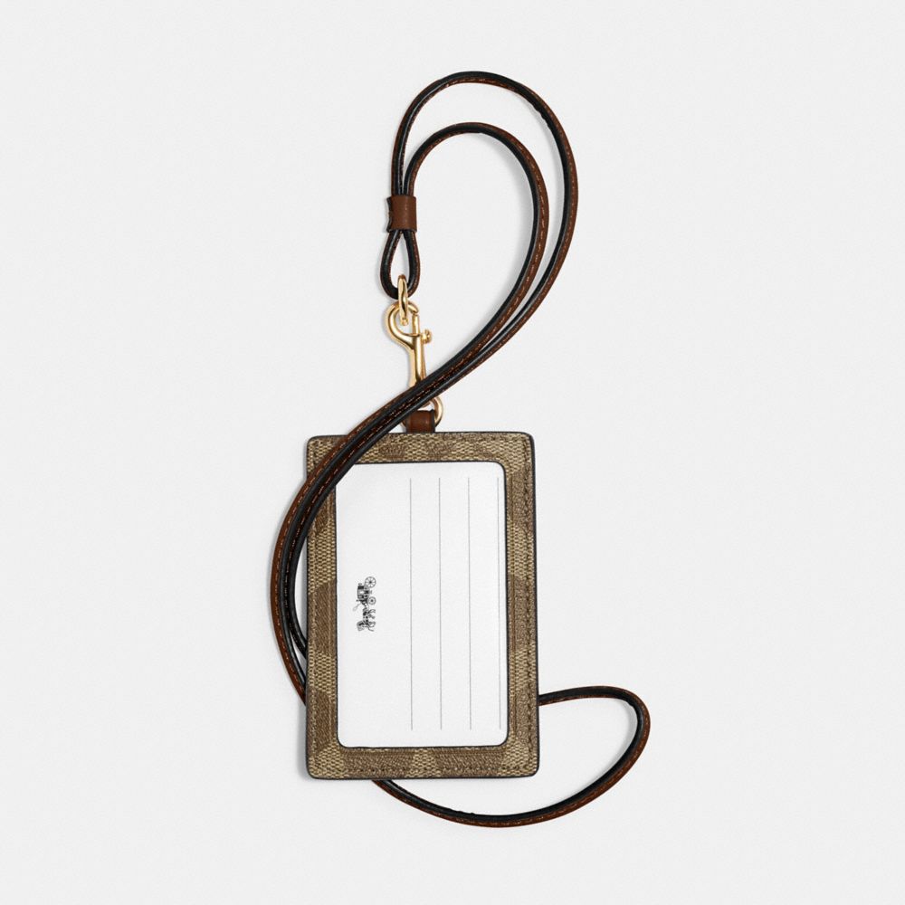 COACH®,ID LANYARD IN SIGNATURE CANVAS,Signature Canvas,Gold/Khaki Saddle 2,Back View