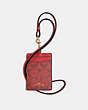 COACH®,ID LANYARD IN SIGNATURE CANVAS,pvc,Gold/1941 Red,Front View