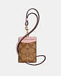 COACH®,ID LANYARD IN SIGNATURE CANVAS,pvc,Gold/Khaki Blossom,Front View