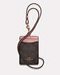 COACH®,ID LANYARD IN SIGNATURE CANVAS,pvc,Gold/Brown Shell Pink,Front View