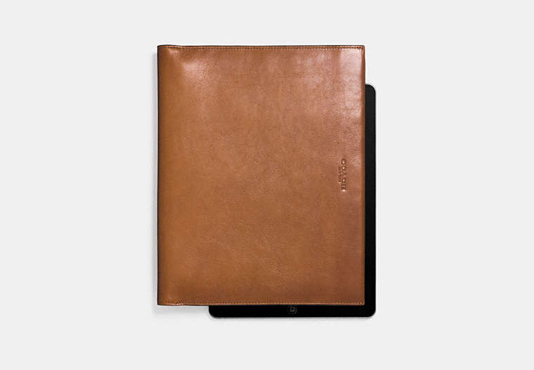 COACH®,BIFOLD IPAD CASE,Leather,Saddle,Front View