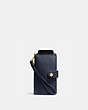 COACH®,PHONE CLUTCH IN PEBBLE LEATHER,Leather,Light Gold/Navy,Front View