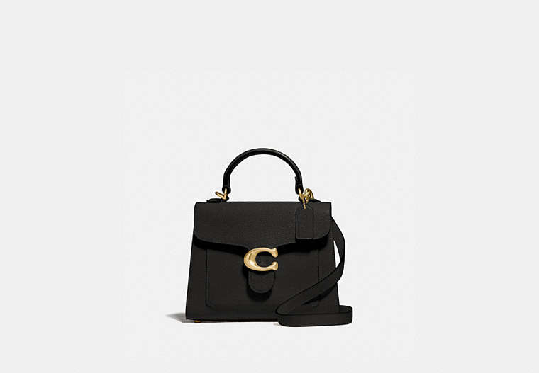 COACH®,TABBY TOP HANDLE 20,Leather,Medium,Brass/Black,Front View