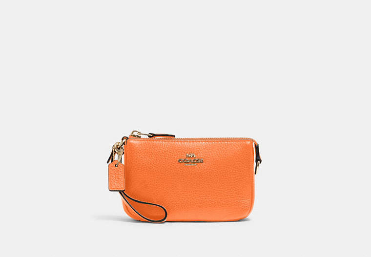 COACH®,NOLITA 15,Pebbled Leather,Mini,Gold/Candied Orange,Front View