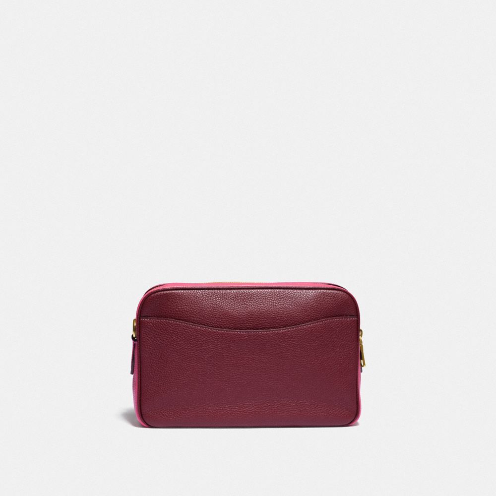 COACH®,CASSIE CAMERA BAG IN COLORBLOCK,Pebble Leather,Small,Brass/Confetti Pink Multi,Back View